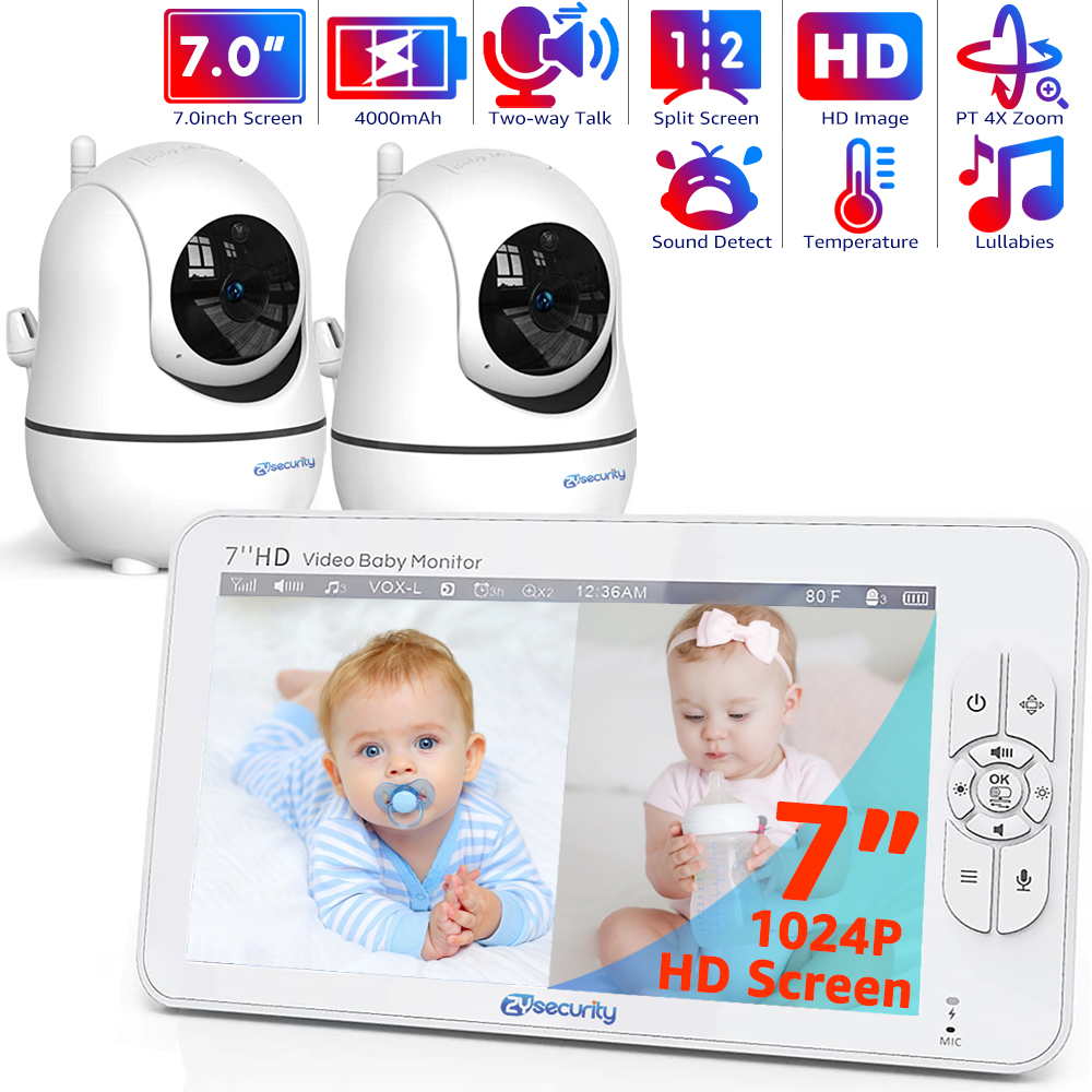 Zoom Audio Music - 7,0 inch video-babyfoon HD gesplitst scherm