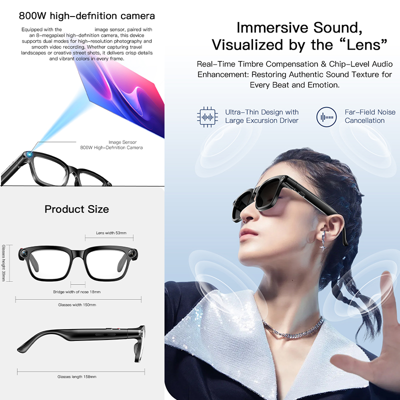 Nieuwe AI Smart Glasses 800W H - Audio Music To Video Ai recensie en prijs
