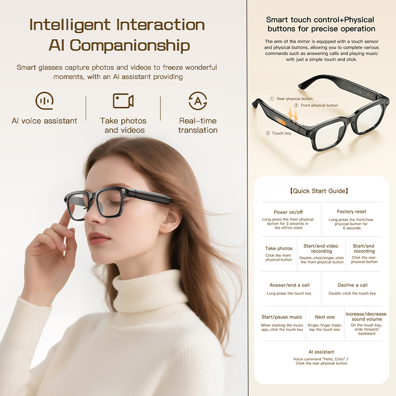 Nieuwe AI Smart Glasses 800W H - Audio Music To Video Ai recensie en prijs